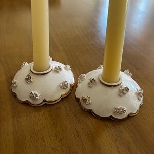 Vintage Holt Howard gold trimmed candle holders